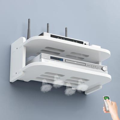 Rafturi plutitoare cu 2 niveluri Router Wifi Strat de suspendare Prize cu mai multe robinete Suport pentru cutie de top Suport cablu Suport pe perete Organizator de depozitare