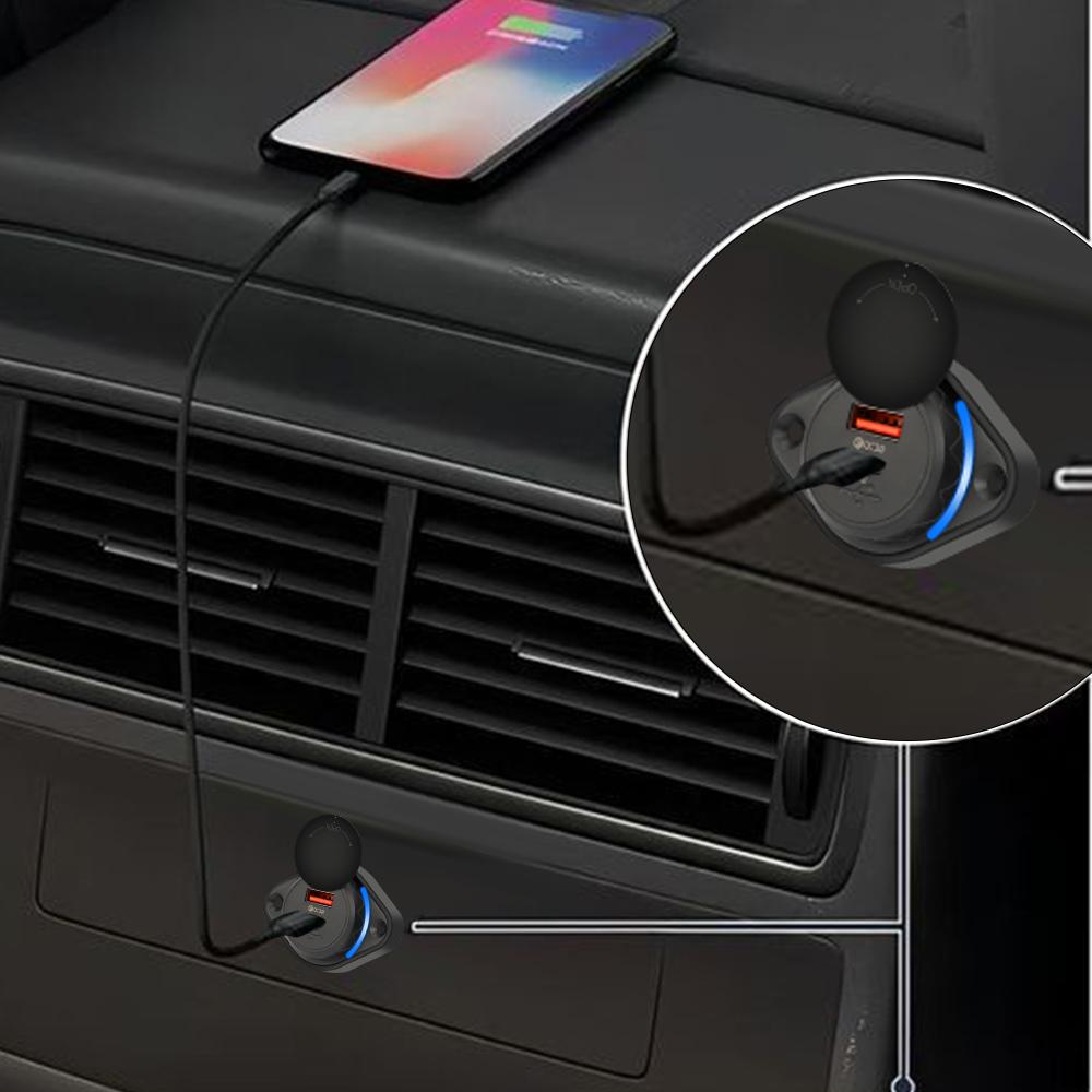 12-24V Car Dual USB charger QC PD Quickly Charger Power Socket Adapter Modified Panel Mount for Cars Boats Buses and RVS
