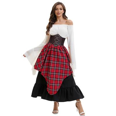 Vintage Mittelalter Viktorianisches Kleid Hofkönigin Kleid Oberteil Taille Siegel Unregelmäßiger Rock Set