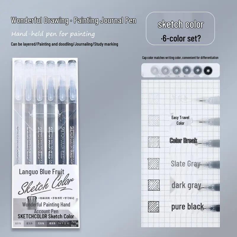 Morandi Color Large Capacity Blue Fruit Journal Pen - Colored Neutral Pen for Note-Taking and Highlighting