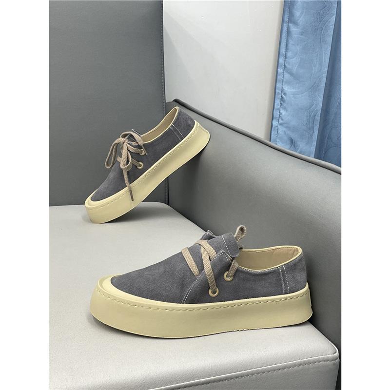 Shoes autumn new leather thick baseplate shoes plain lazy sports leisure cr