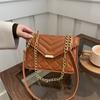 Solid Color Temperament Simple Small Bag Women's 2025 Spring New Versatile Ins Shoulder Messenger Bag Chain Small Square Bag