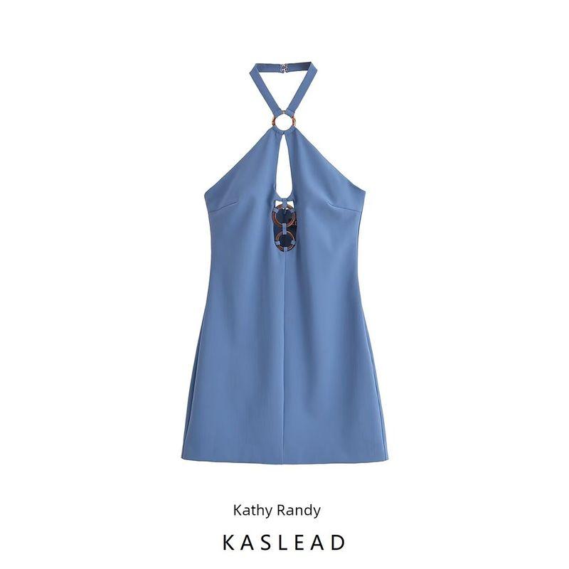 Kaslead New Arrival Women's Clothing Fashion Style Fashion Silm Hanging Collar Midriff Outfit Short Dress 4772224