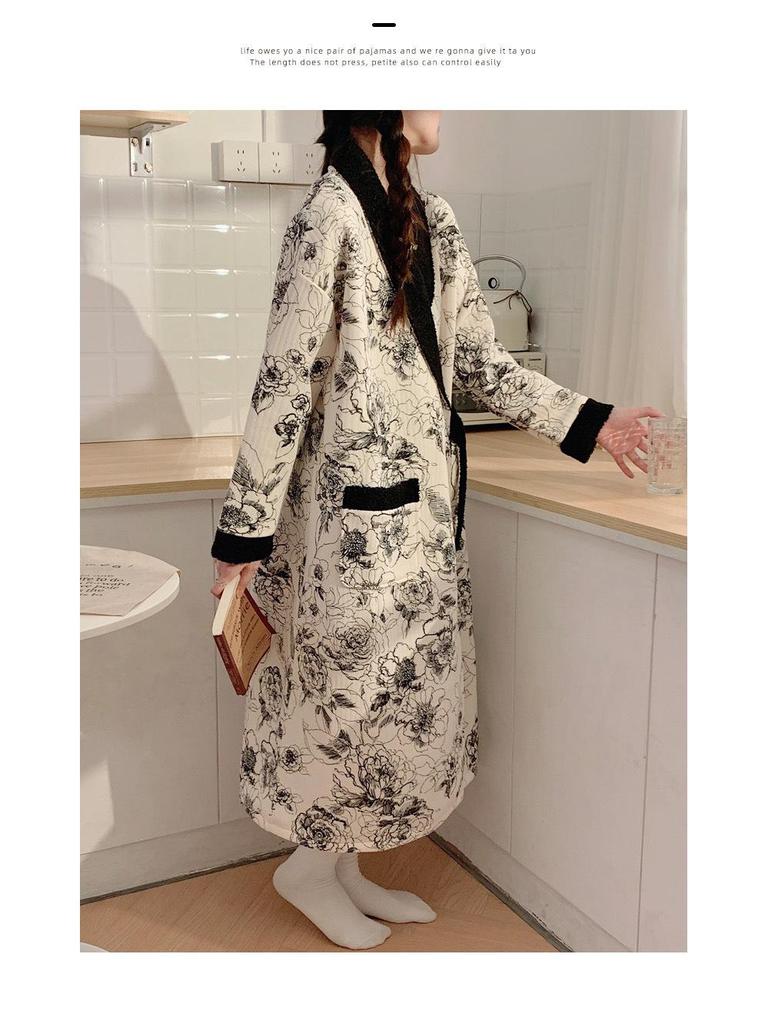 New Style Air Cotton Maternity Nursing Nightdress – Long Sleeve, Suitable for Autumn/Winter, Perfect for Postpartum/Breastfeeding