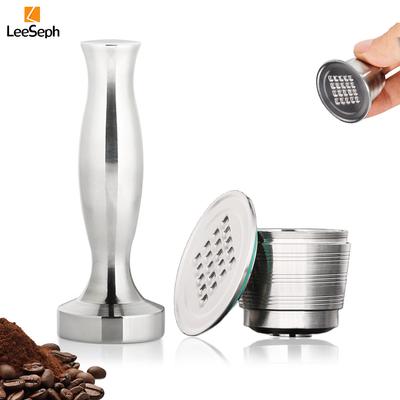 Kaffeekapselbecher und Kaffeestampfer-Set aus Edelstahl mit Löffel und Bürste, für Zuhause, Café, Restaurant, Bar, Kaffeezubehör