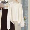 Women's Loose Knit Lace Trim Long Sleeve Top