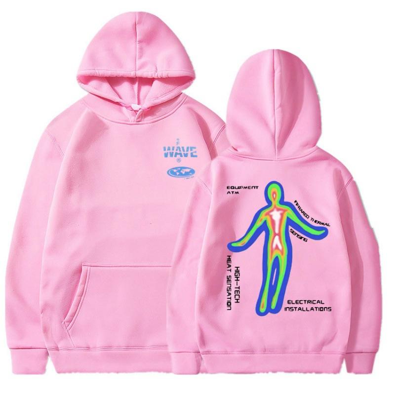 Skelett Thermografie Grafikdruck Hoodie Herbst Winter Fleece Streetwear