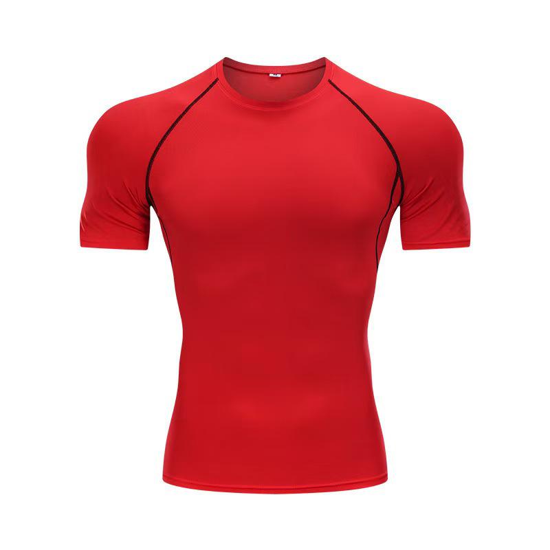 Men's Quick-Dry Short Sleeve Sports T-Shirt - Breathable, Sweat-Wicking, Elastic, Tight Fit for Running, Basketball, and Training