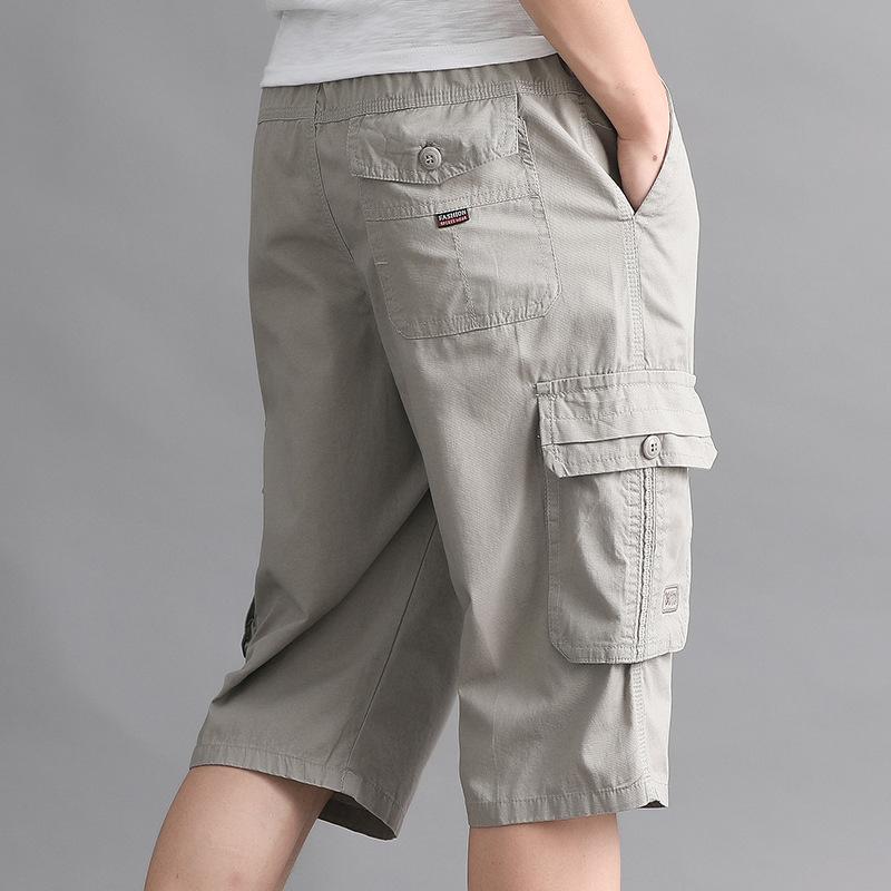 Pánské Streetwearové Ležérní Šortky Módní Volné Rovné Kapsáčové Šortky Pod Koleno Bavlněné Jogger Šortky Pánské Zkrácené Kalhoty