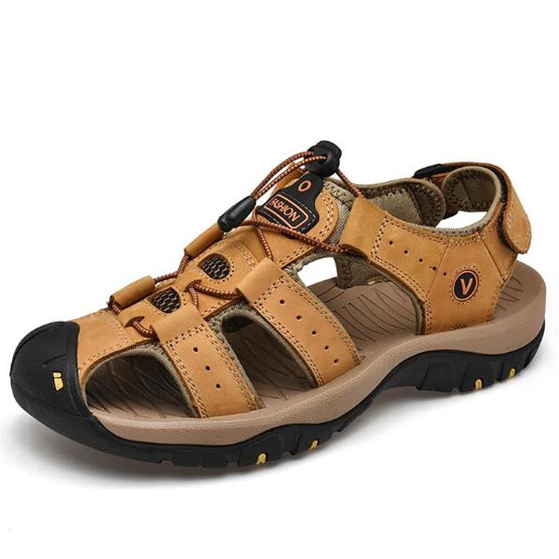 Summer Genuine Leather Sport Sandals Men Trekking Hiking Climbing Casual Sneakers Male Outdoor Soft Roman Wading Beach Shoes