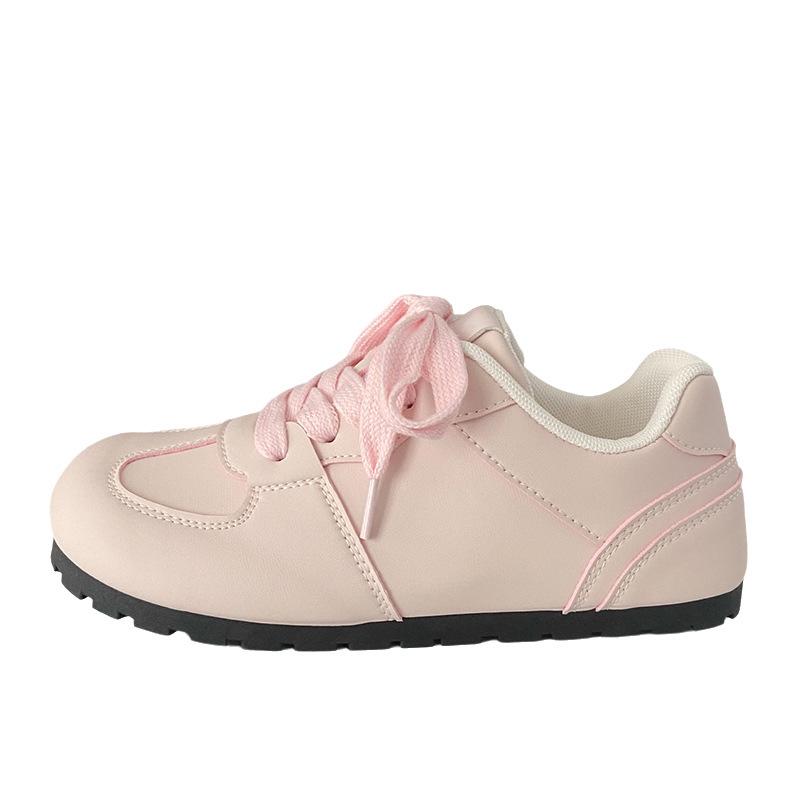 Pink German Training Board Shoes Female Ugly Cute Autumn New Chic Niche Casual Round Head Student Big Head Forrest Gump White Shoes
