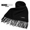 Michiko London Inner Mongolia Wool 168cm x Solid Black Scarf, Gift, Size Approx. 31cm, Tassel Approx. 8cm, MKM-001-A,