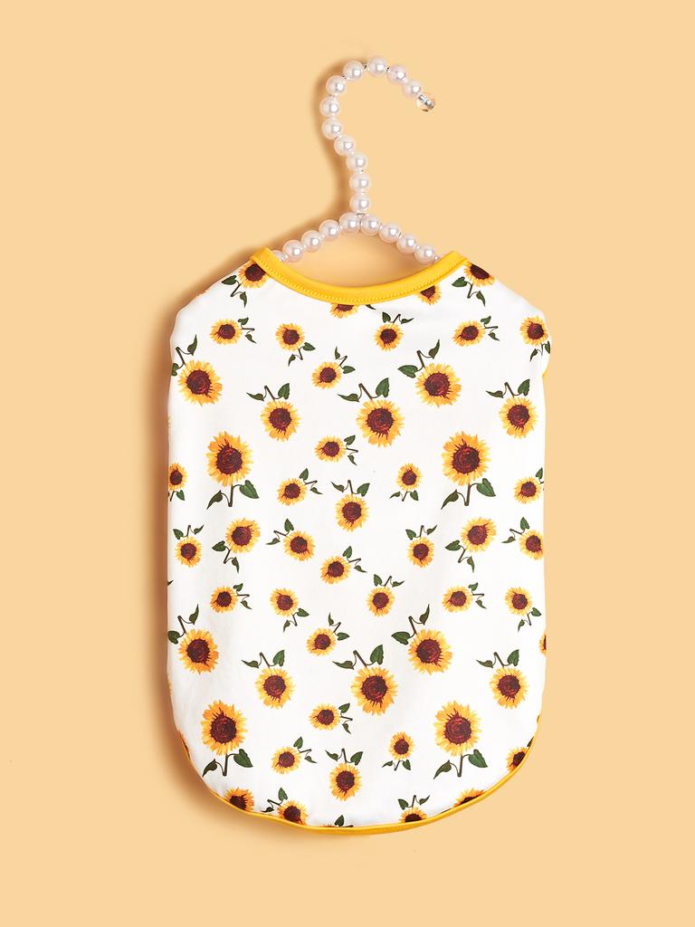 Haustierkleidung für Hund Katze Welpe Tanktop Mantel Sonnenblumen-Druck Bequemes Sweatshirt Hund Floral Outfits Bekleidung Katze Kleidung