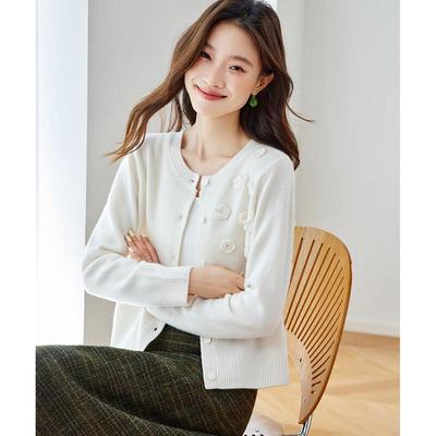 Srcr Women's Hand-Embroidered Pure Wool Cardigan