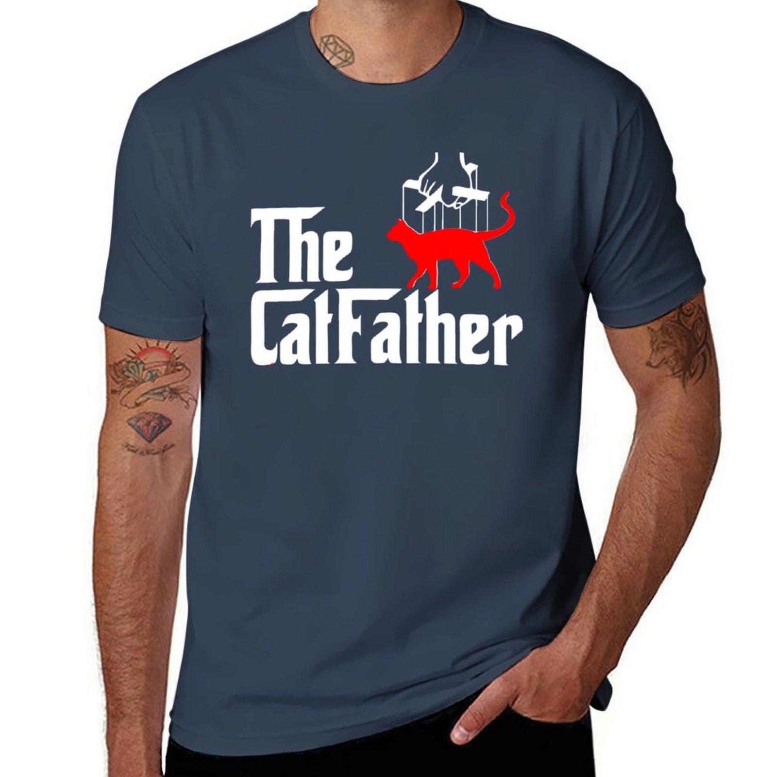The Catfather Cat Lover Cat Dad Fathers Day Tshirt plus sizes aesthetic clothes oversized oversized t shirt men S