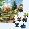 Idyllic Cottage Tapestry Wall Hanging, Countryside House With Swan Pond And Flower Garden, Wooden Bridge Landscape Home Decor