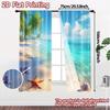 2pcs, 2D FLAT PRINTING Curtains (Without Rod) Seaside Bliss Pattern Popular Curtains Versatile Fabric Curtains Room Decor