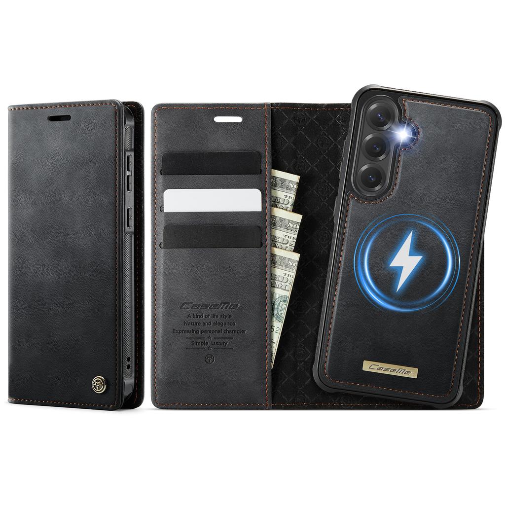 For Samsung Galaxy S25+/Galaxy S24+ Case CASEME C49 Compatible with MagSafe RFID Blocking Detachable Wallet Leather Phone Cover