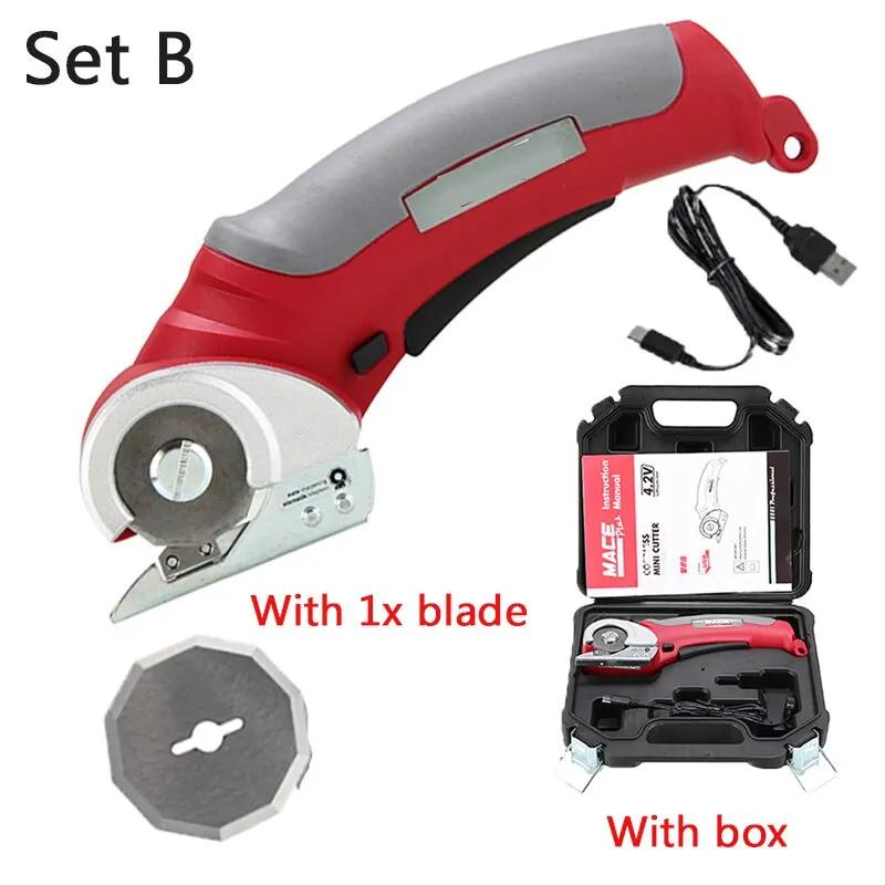 Elektrische Schere Tragbar Kabellos Wiederaufladbar Elektrische Runde Schere Leder Papier Stoff Rotierender Stoffschneider Set Schneidwerkzeug