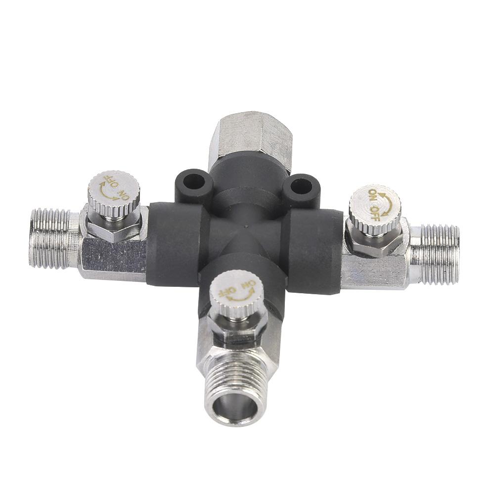 1 8 Three Way Adjustable Metal Air Hose Splitter Airbrush Fitting Connecting Accessories
