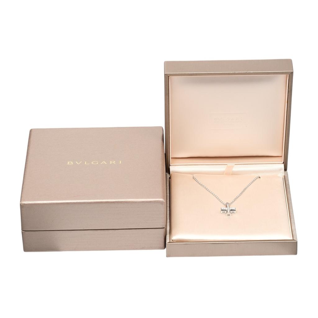 BVLGARI Greek Cross Necklace K18 white gold/diamond 8.87g Women Used