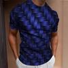 Summer Round Neck 3D Woven Pattern Print Top Fashionable Casual Short Sleeved Men's T-shirts