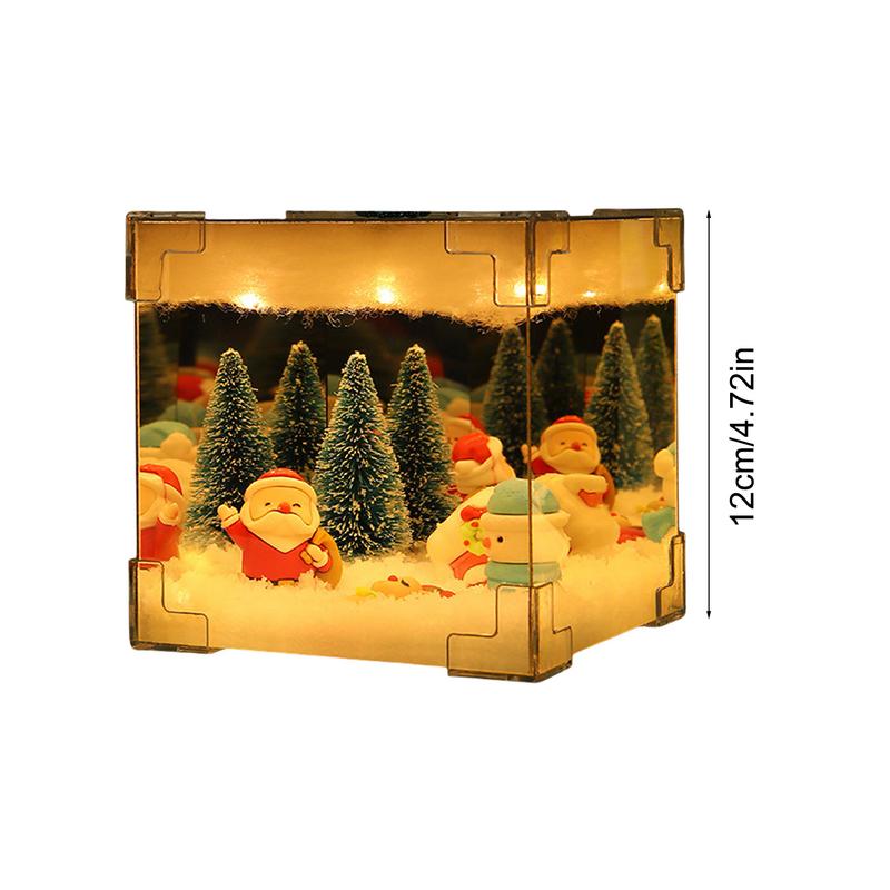 Flickering Night Light Cube Christmas Bedroom Decor USB Christmas Nightlight Vintage Christmas Decorations Christmas Lamps For