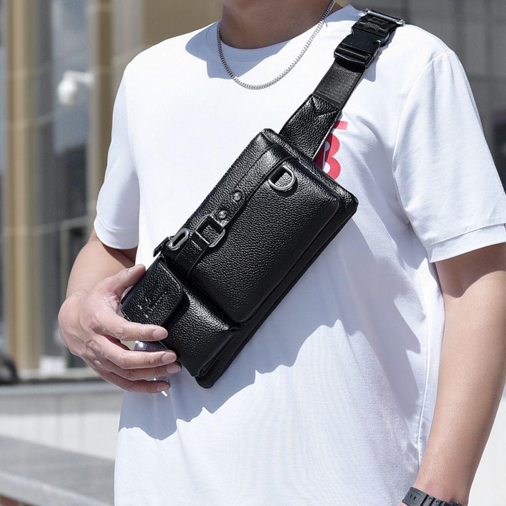 PU Leather Carry Case Purse Chest Bag Crossbody Bag Mens Belt Bag Phone Pouch Waist Packs