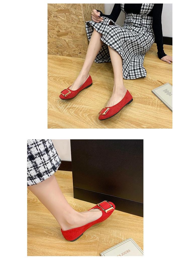 Plus Size Women's Square Toe Loafers with Buckle - Casual Flat Shoes for Spring & Autumn, Size 43