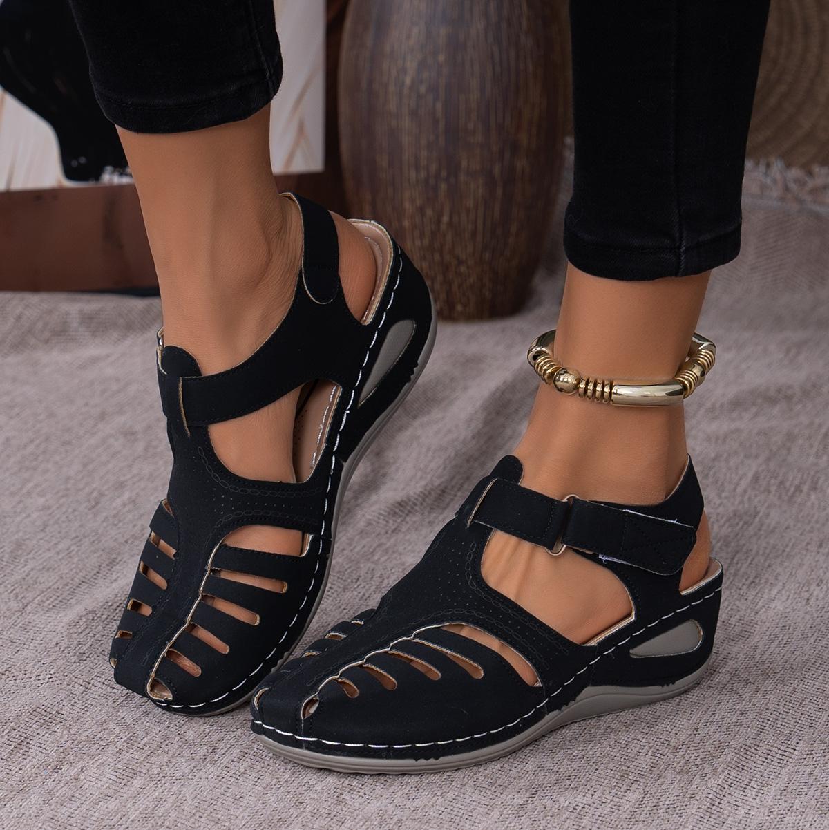 

Новые женские босоножки с открытым носком и ремешком на щиколотке, летние модные туфли на блочном каблуке 41 чёрный