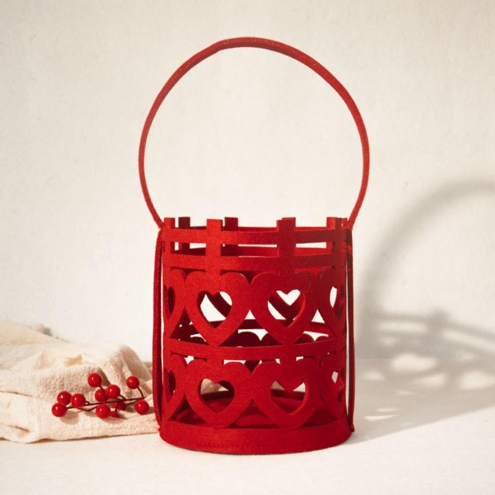 

Практичная тканевая подарочная сумка, прочный красный ручной подарочный мешочек, выдолбленный подарочный мешок для невесты, конфетный мешок 12.5-12cm