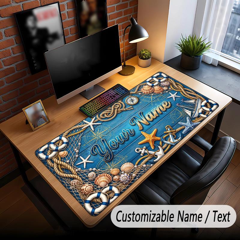 Fish Ocean Theme Custom Mouse Pad Personalized With Name Text Customized Desk Mat For Office Home Decor
