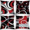 Popular Simple Geometric Abstract Red Black Striped Sofa Cushion Pillow Case Home Removable Washable