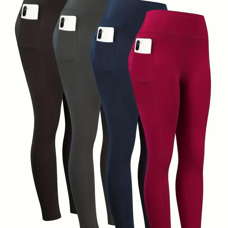 

2025 Korean-European High-Waisted Yoga Pants with Pockets - Knit & Elastic Fabric XL чорний
