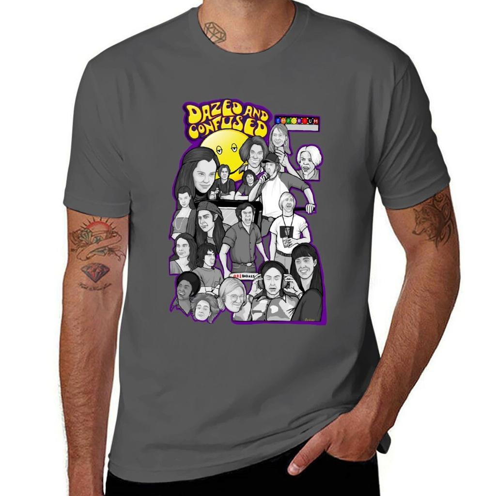 Benommener und verwirrter Charakter Collage Kunst T-Shirt Moderner Druck Lässiges T-Shirt