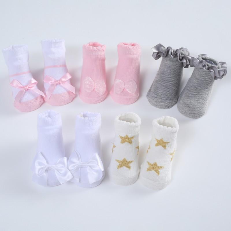 

5 пар/лот детские носки 0-12 месяцев, хлопковые детские носки с мультяшным принтом и бантиками для девочек, милые детские носки для новорожденных мальчиков S