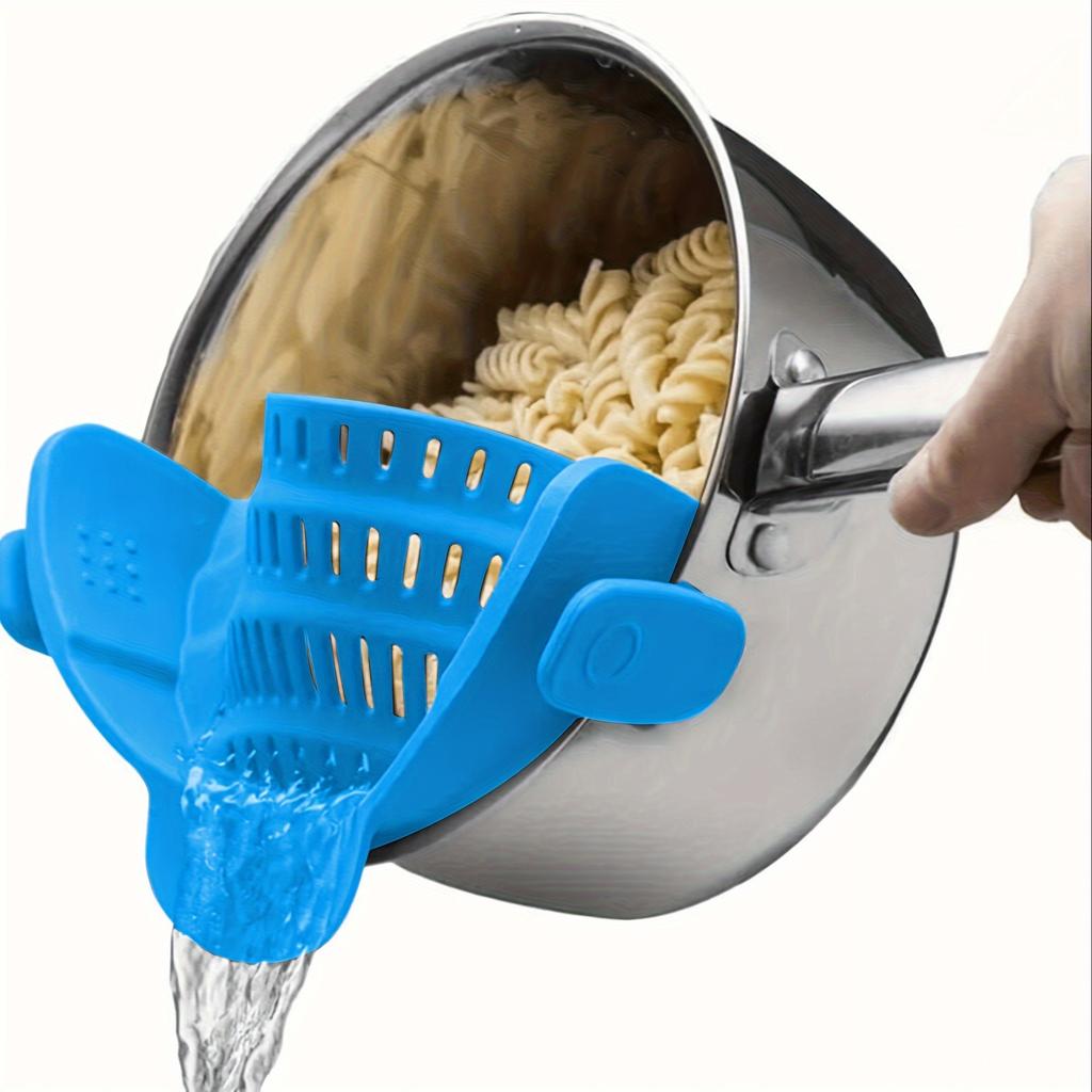 Colino per Pentola in Silicone Clip Regolabile su Colino per Pentole Padelle e Ciotole Filtro Lavaggio Frutta Manuale da Cucina Utensili da Cucina