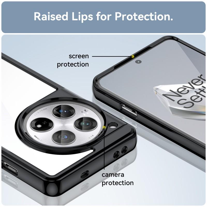 For OnePlus 12 5G Phone Case WANLONFENG XC Series TPU Acrylic Cover with Tempered Glass (Big Lens Hole)