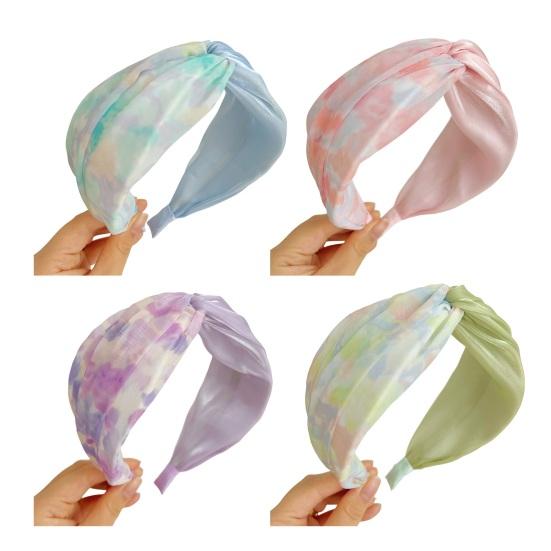 2 Piezas Diadema para Mujer Color Tie-Dye Diseño de Nudo Tejido Suave Aro Ancho para el Cabello Ligero Elástico Accesorio para el Cabello