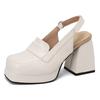 Women's high-heeled sandals spring and summer new waterproof table thick heel large size solid color bag head sandals