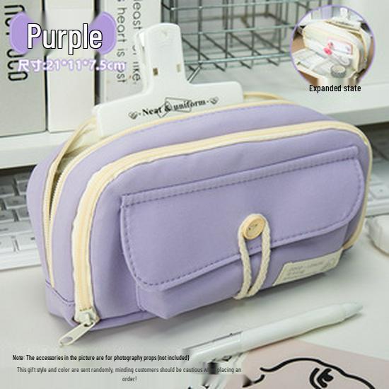 Japanese Style Cotton Rope Pencil Case - Large Capacity for Junior & Senior High School Students