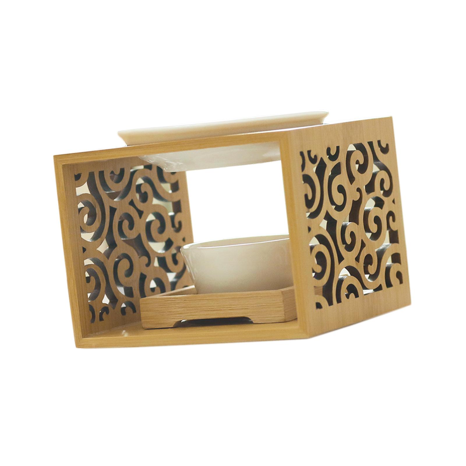 Wooden Wax Warmer for Scented Wax,Oil Burner,Wax Melt Warmer Ceramic Tea Light Holder, Essential Oil Burner