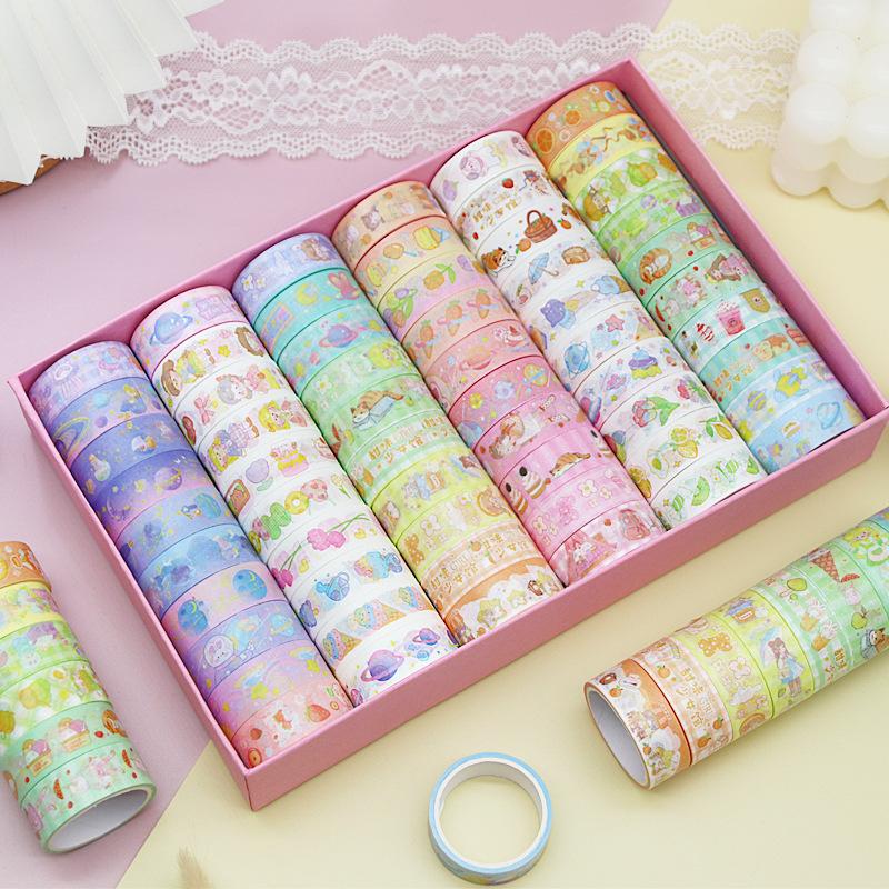 60 Rolls Cartoon Decorative Materials Cute Children's Stationery Handwritten Notebook Tape