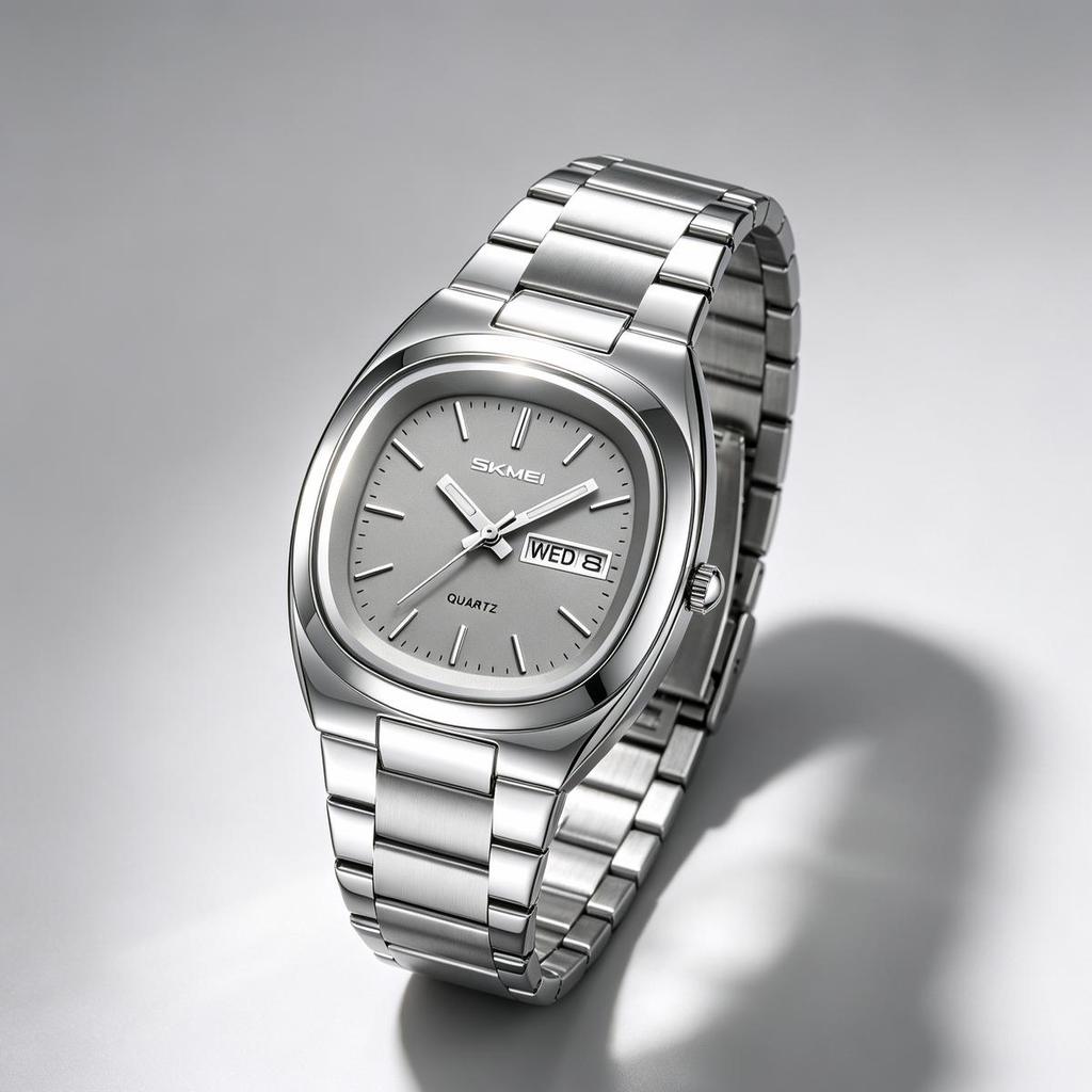 Unisex Quartz Watch SKMEI Stainless Steel Calendar 30M Waterproof 2420
