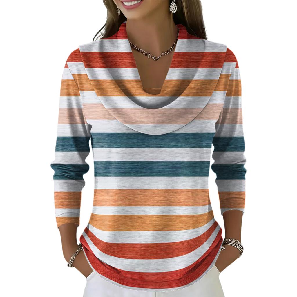 Women's Casual And Fashionable Round Neck Long Sleeved Printed Top Sweater