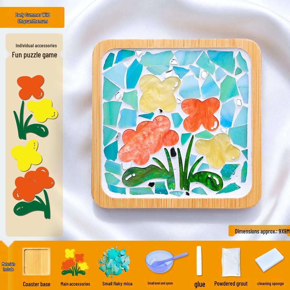 Handmade DIY Flower Mosaic Coaster Kit: Creative Art & Craft Activity