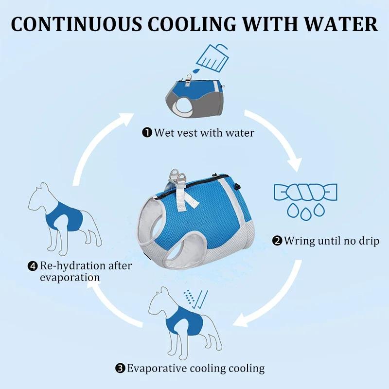 Dog Cooling Vest Dog Harness for Small Medium Largre Dog Adjustable Reflective Vest Summer Ice Quick Release Hot Pet Cool Jacket