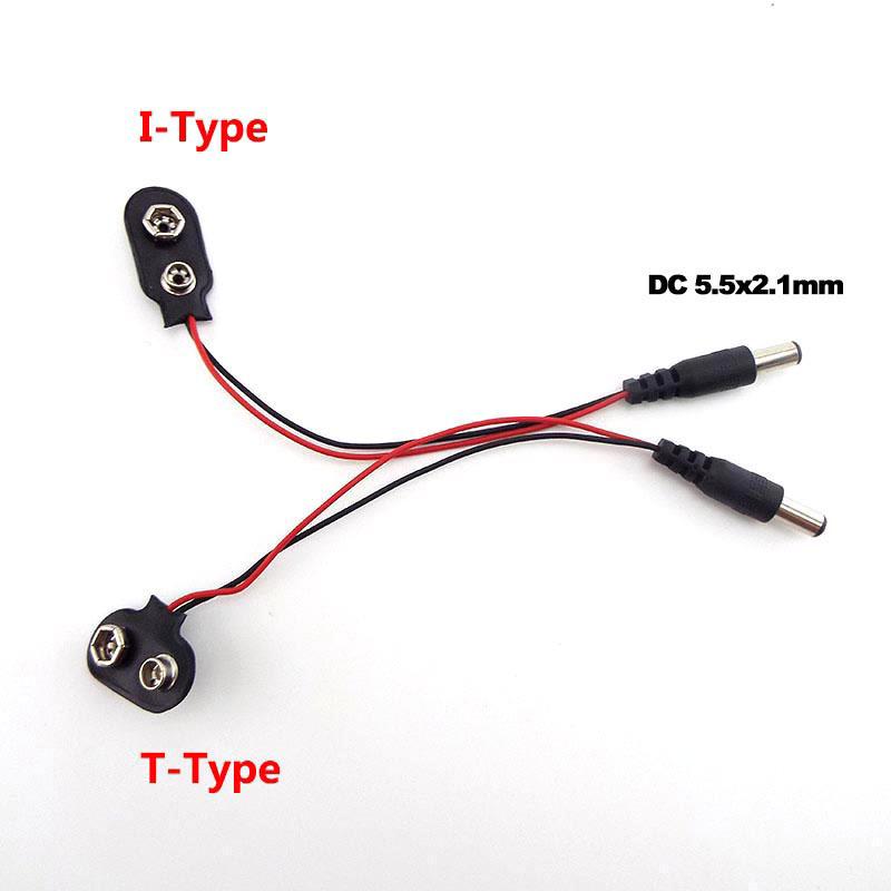 9V Battery Connector Power Clips DC Male Jack Male 5.5mmx2.1mmAlligator Snap Adapter Wire Holder Cable 9 Volt Lead Socket