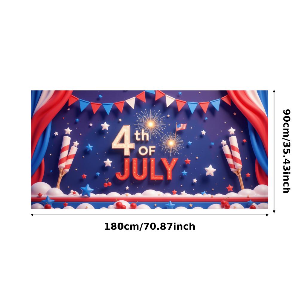 Polyester Material 4. Juli Banner Leichtes Viertes Juli Banner Feuerwerk Design Dekorative Wimpelkette für Feiertagszusammenkunft