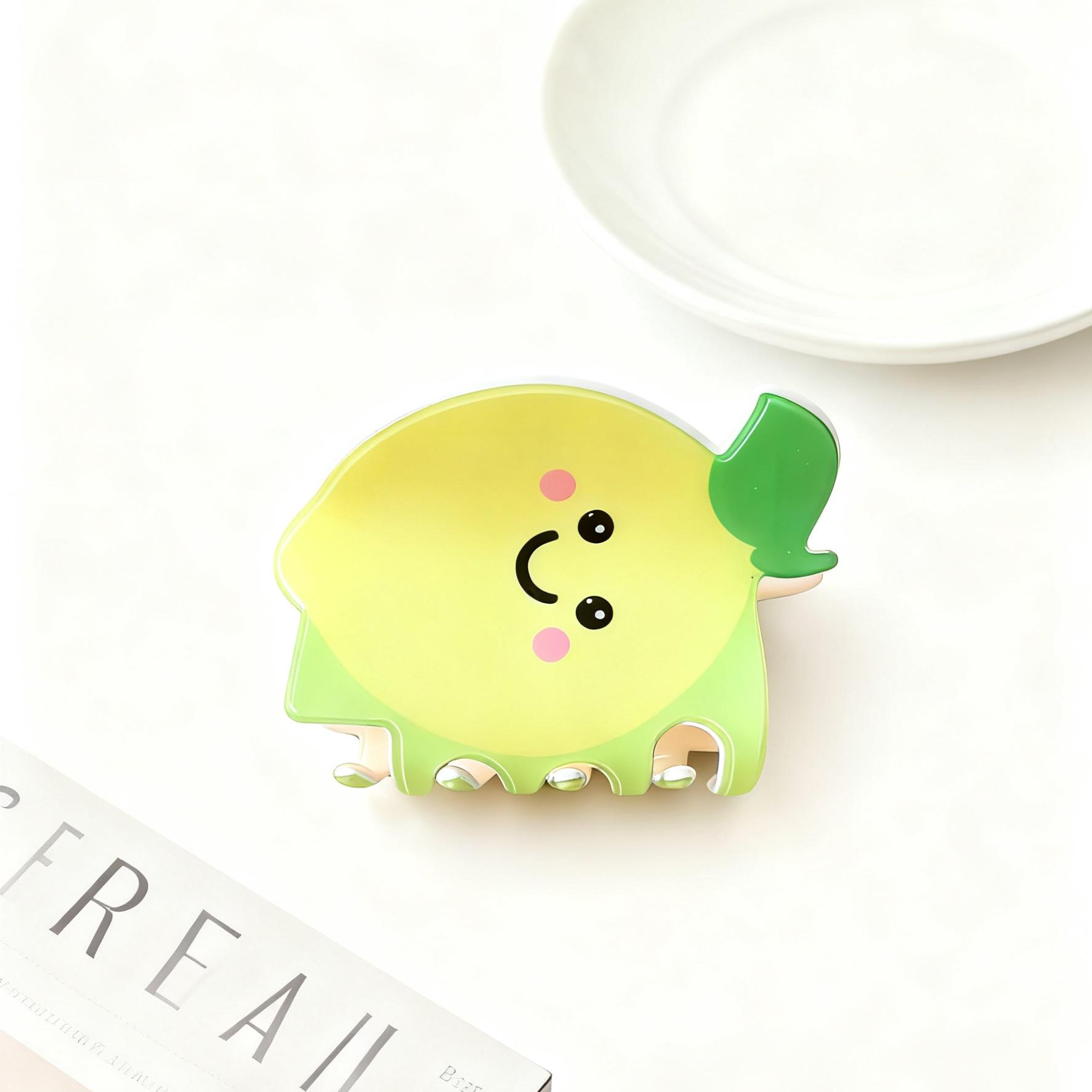 Cute Cartoon Fruit Medium Acrylic Shark Hair Clip for Bun